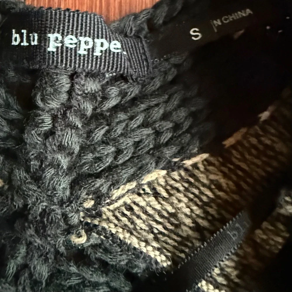 Beige and Black Fringe‎ Trim Cardigan